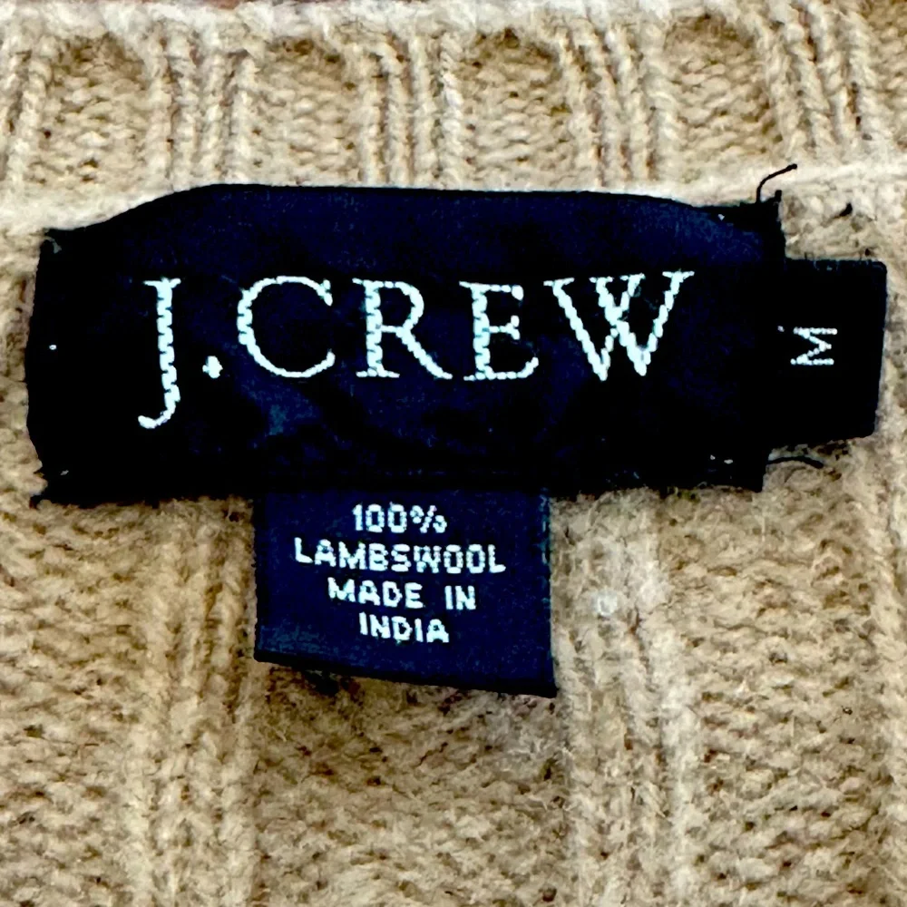 J.‎ CREW Women’s V-Neck Cable Knit Sweater in Camel Lambswool Size Medium